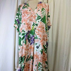 Light Floral Short Sleeved Tunic Shirt Dress